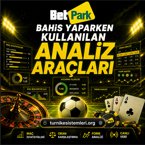 Betpark bahis analiz araçlarını veri takibi ve risk farkındalığıyla anlatan bilgilendirici banner
